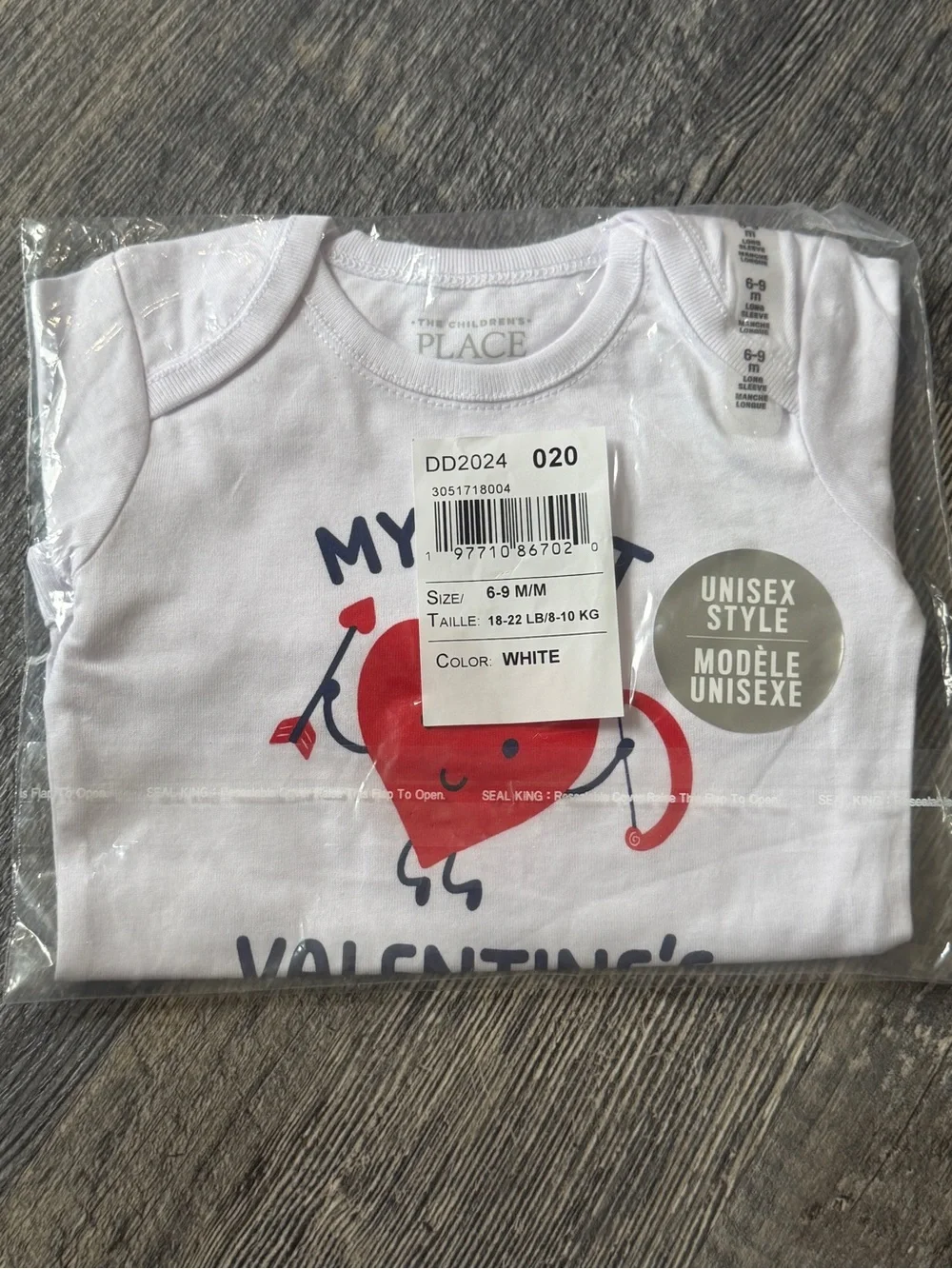 The Children’s Place My First Valentine’s Day Baby Bodysuit 6-9M NWT Unisex